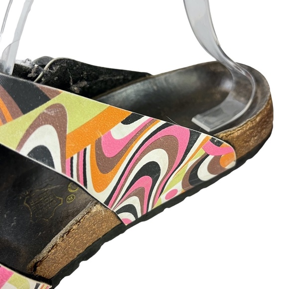PAPILLIO BIRKENSTOCK Arizona Print Genuine Leather Slides Sandals Slip On sz 6 - Picture 10 of 16